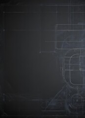 Blueprint overlay on black background  Technical drawing texture, abstract design , aged, line, dark