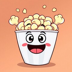 funny cartoon character of popcorn isolated