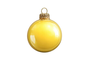 Yellow glass christmas ornament isolated on white background, cut out