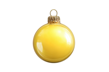 Yellow glass christmas ornament isolated on white background, cut out