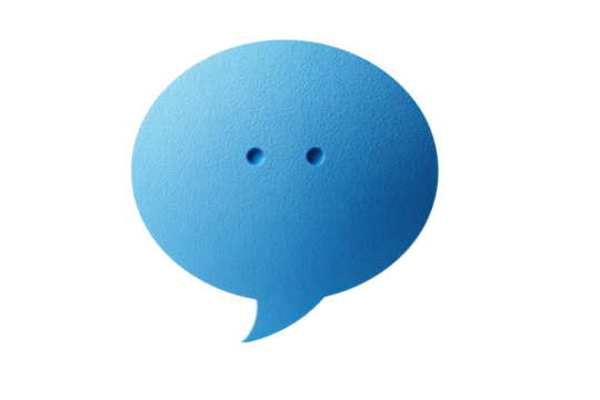 Blue speech bubble icon on black background, cut out - Powered by Adobe