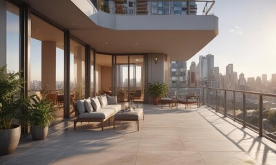 Sun-drenched luxury high-rise apartment, spacious balcony,  dwelling,  bright