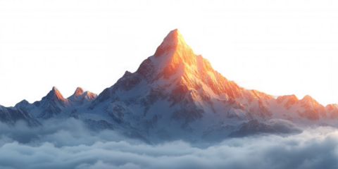 Majestic Sunrise Over Snowy Mountain Peaks on transparent background