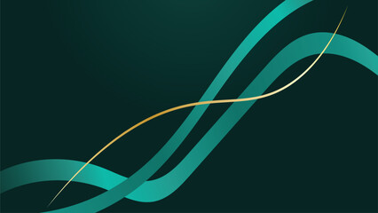 Abstract green background with flowing lines and wave patterns, a modern technology art illustration