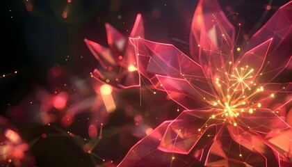 Sparkling, glowing, crystalline flower design.