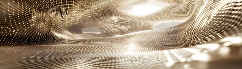Abstract golden mesh tunnel design.