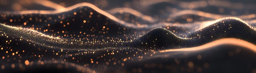 Abstract textured surface with golden particles.