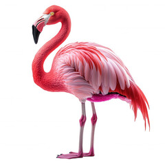 Pink Flamingo on Black Background on transparent background