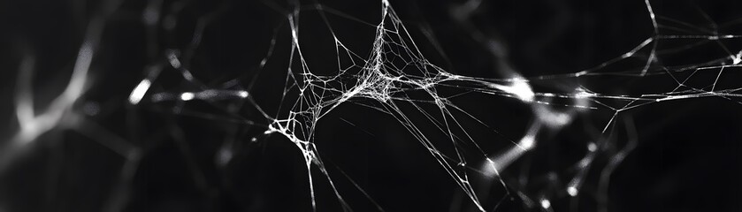Intricate spiderweb design against a dark background.