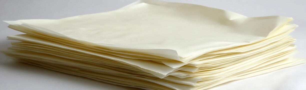 Stack of filo pastry sheets, food prep