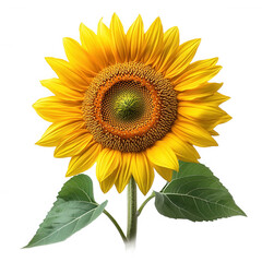 Obraz premium Single Sunflower on Black Background on transparent background