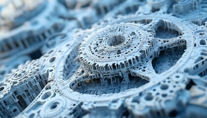 Intricate, detailed structure of a complex, futuristic city.
