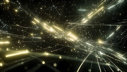 Dynamic network of glowing lines and particles.