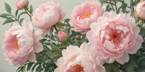 Delicate watercolor peonies & roses, vintage aesthetic  , nature, elegant, pink