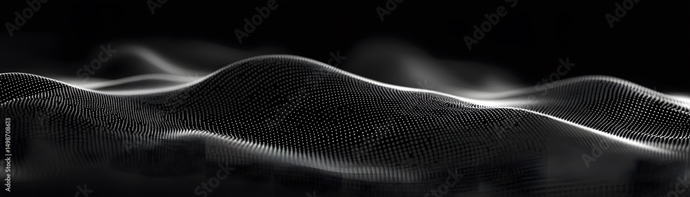 Poster abstract digital wave pattern on a dark background.