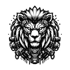 Cyber Lion Logo – Futuristic Tech Beast Vector Emblem