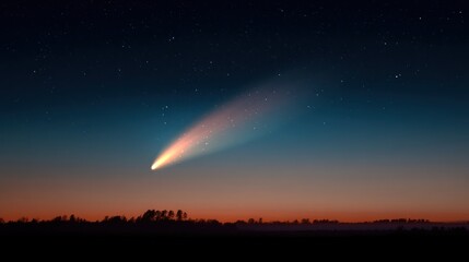 Comet in twilight sky