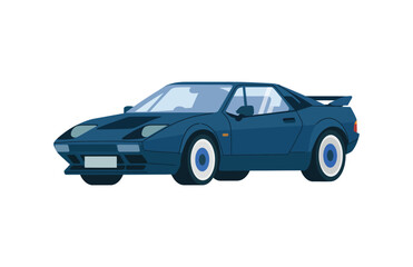 Fototapeta premium Sleek dark blue car in glossy vector illustration