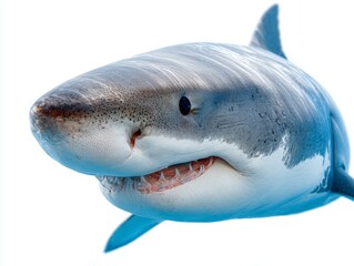 Fototapeta premium A close up of a great white shark with its mouth open