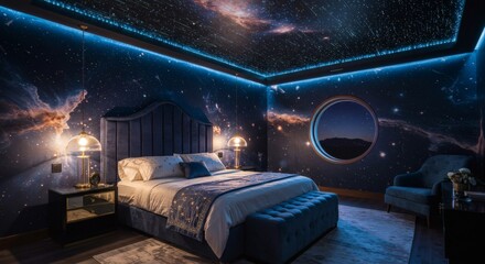 universe theme luxury bedroom interior