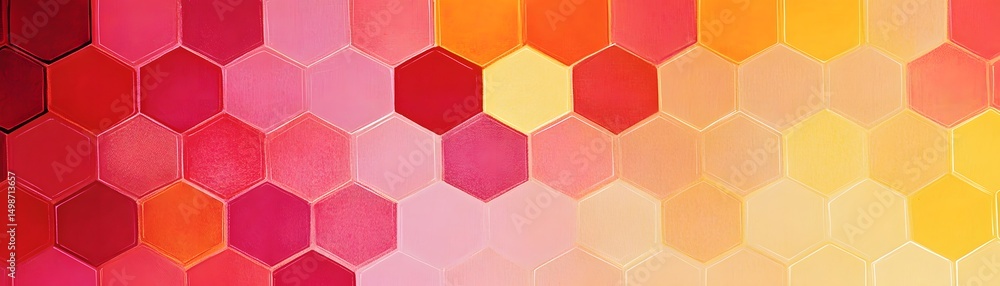 Poster abstract pattern of colorful hexagons.