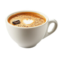 Cappuccino Coffee Cup Latte Art on Transparent Background