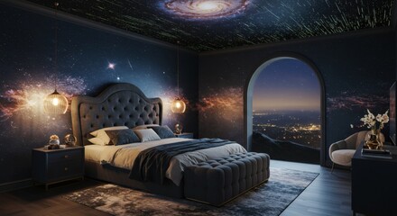 universe theme luxury bedroom interior