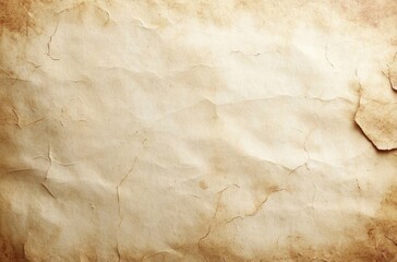 Close-up of old, wrinkled, and stained paper with cracks and worn edges creating a vintage, textured background