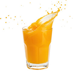 Fresh orange juice splash in glass beverage drink liquid vitamin on transparent background