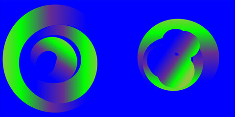 Two colorful concentric circles with gradient rainbow colors on a black background.