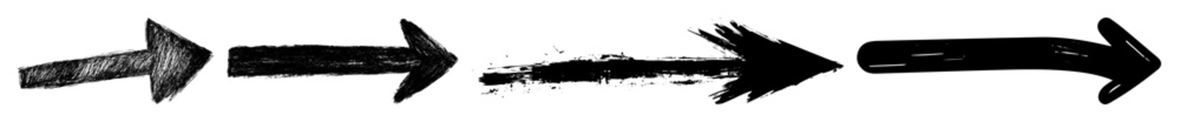 Obraz premium PNG Grunge black arrows direction, element set on transparent background