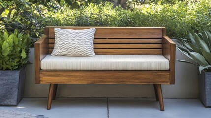 Mid-century modern outdoor storage bench furniture piece