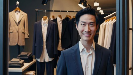 Friendly sales consultant posing in a clothing store