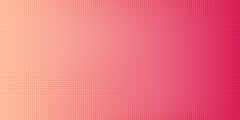 Pink orange polka dots gradient halftone background. Pop art cartoon dot texture with comic graphic design, Horizontal abstract pattern wall for cover digital technology.