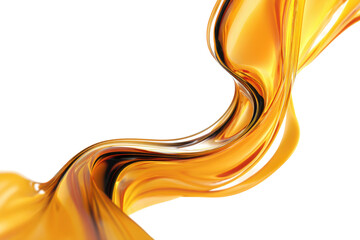 Dynamic flow of golden liquid in abstract motion, cut out