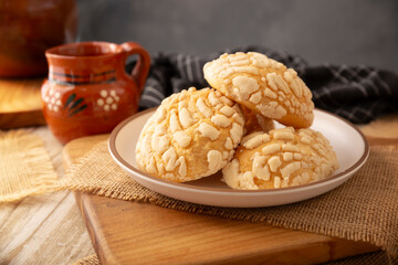 Conchas. Mexican sweet bread roll with seashell-like appearance, Usually eaten with coffee or hot chocolate at breakfast or as an afternoon snack.