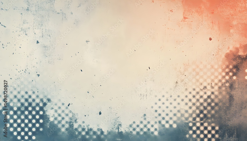 Poster a textured backdrop with muted tones and graphic patterns.