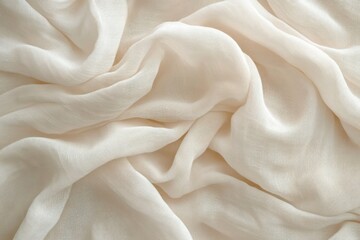 Obraz premium soft beige fabric with delicate woven texture gently folded creating flowing organic shapes and shadows