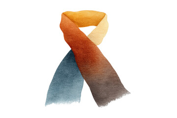 Colorful gradient scarf with orange, yellow, blue, and brown hues, cut out