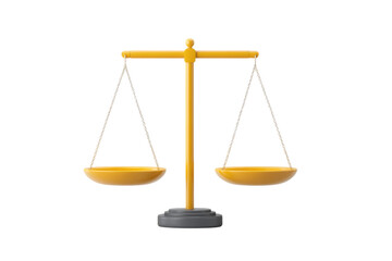 Yellow balance scale symbolizing justice and equality, cut out
