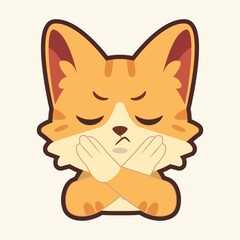 Crossed Arms Cat Emoticon, Cat Cartoon Illustration Vector Sticker