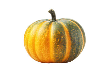 Ripe orange and green pumpkin isolated on black background, cut out