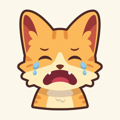 Crying Cat Emoticon, Cat Cartoon Illustration Vector Sticker