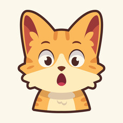 Shocked Cat Emoticon, Cat Cartoon Illustration Vector Sticker