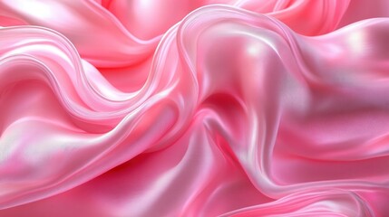 Obraz premium Soft flowing pink satin fabric with smooth shiny texture and elegant curves