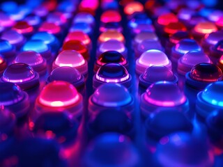 Obraz premium Close-up of an array of colorful LED lights in a futuristic style