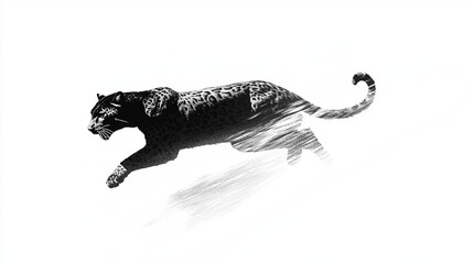 Obraz premium A panther dashing forward low angle view high contrast