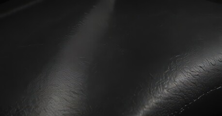 Luxurious black leather, subtle grain, glossy sheen ,  texture,  reflection,  macro