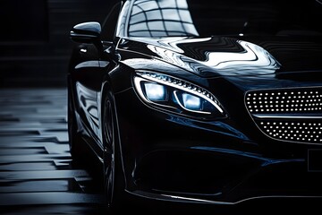 Front view of a generic and brandless modern car on black background