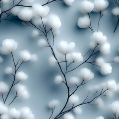 Elegant white floral pattern on soft blue background